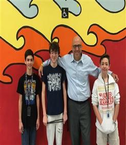 Andrew Kirk Principal of RMS with students 